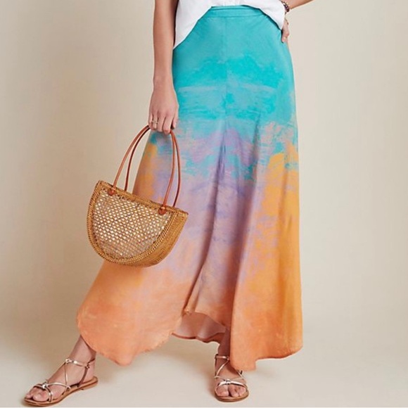 Anthropologie Dresses & Skirts - Anthropologie Bl-nk London Amalia Tie Dye Bias Cut Maxi Skirt Small Blue Orange